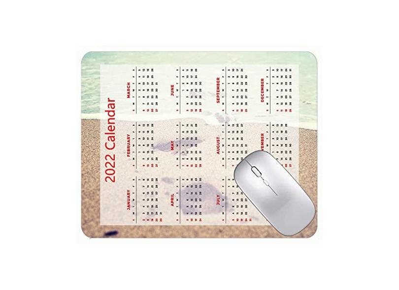 Mouse pad com calendário 2022 com feriados, tapete de praia e espumas do mar