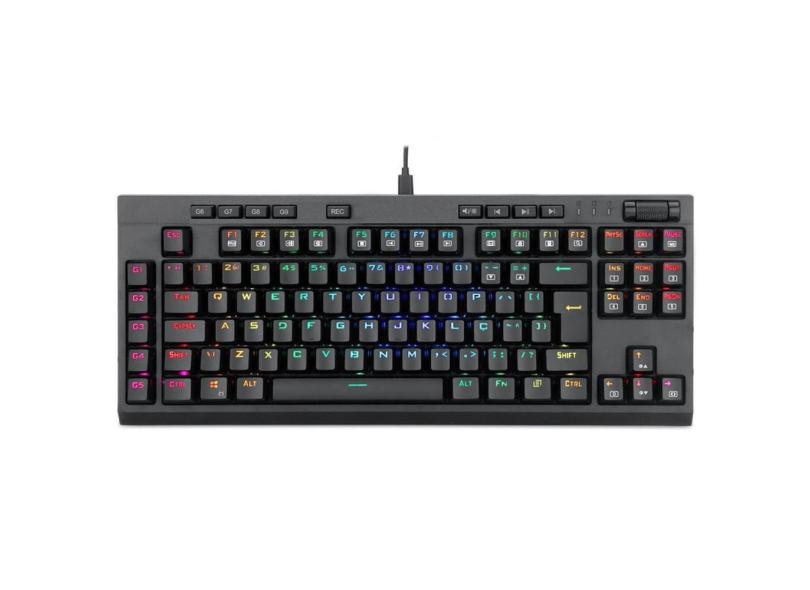 Teclado Mecânico Redragon Broadsword Pro - ABNT2 - Switch Azul Óptico - Iluminação RGB - K588RGB-PRO