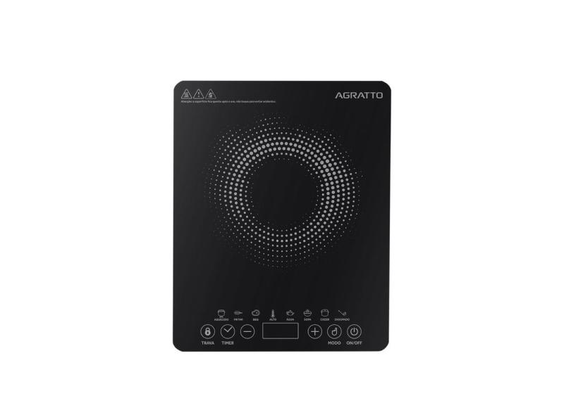 Cooktop de indução portátil 1 boca agratto para restaurantes e viagens 1200 / 2200W