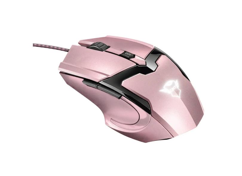 Mouse Gamer 4800 DPI com Fio Precisão para Jogos DPI Ajustável 6 Botões Trust GXT 101P GAV Pink