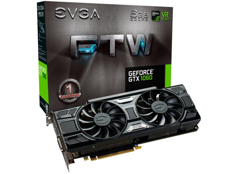 Placa de Video NVIDIA GeForce GTX 1060 6 GB GDDR5 192 Bits EVGA 06G-P4-6268-KR