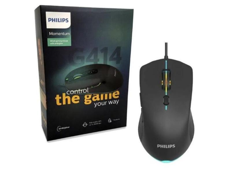 Mouse Philips Gamer Com Fio 7 Botões 3600 Dpi SPK9414/00