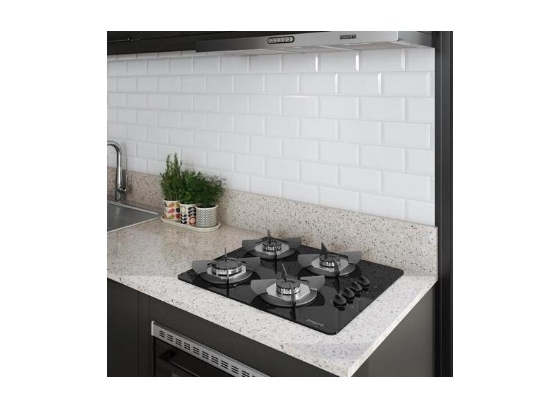 Cooktop 4 Boca com Mesa de Vidro Safe Preto - Fogatti