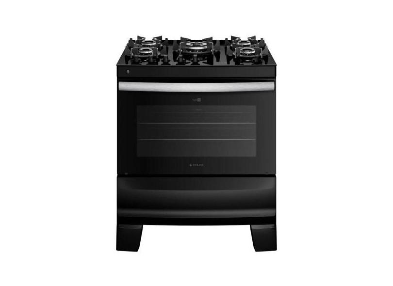 Fogão 5 bocas Atlas de Piso Automático com Mesa de Vidro Forno 86,5L 2