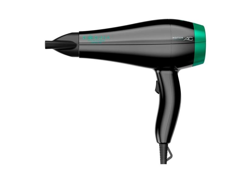 Secador de Cabelo Gama Babosa Ceramic Ion 2 Velocidades 3 Temperaturas 2100W, Preto/Verde 110V