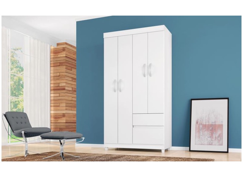 Guarda-Roupas Solteiro 4 Portas 2 Gavetas Lotus 42060 Demóbile