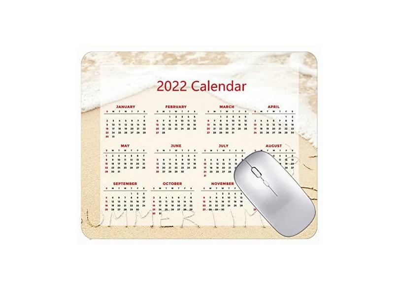 Mouse pad de calendário 2022, mouse pad para jogos, verão, praia, ondas, tapete