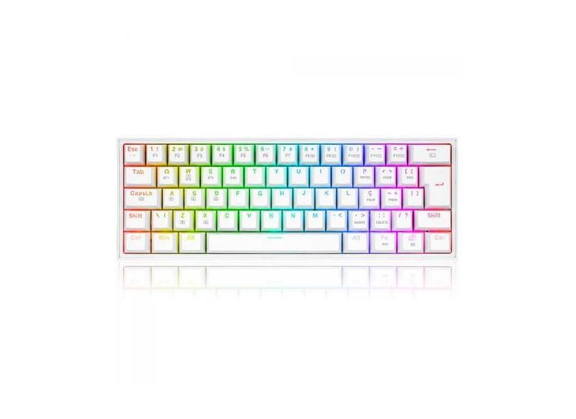 Teclado Mecânico Gamer Redragon Fizz Pro RGB Switch Marrom ABNT2 Branc