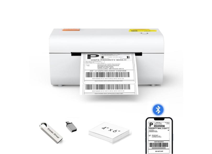 Impressora térmica Yinleader Bluetooth 4x6 para envio branco
