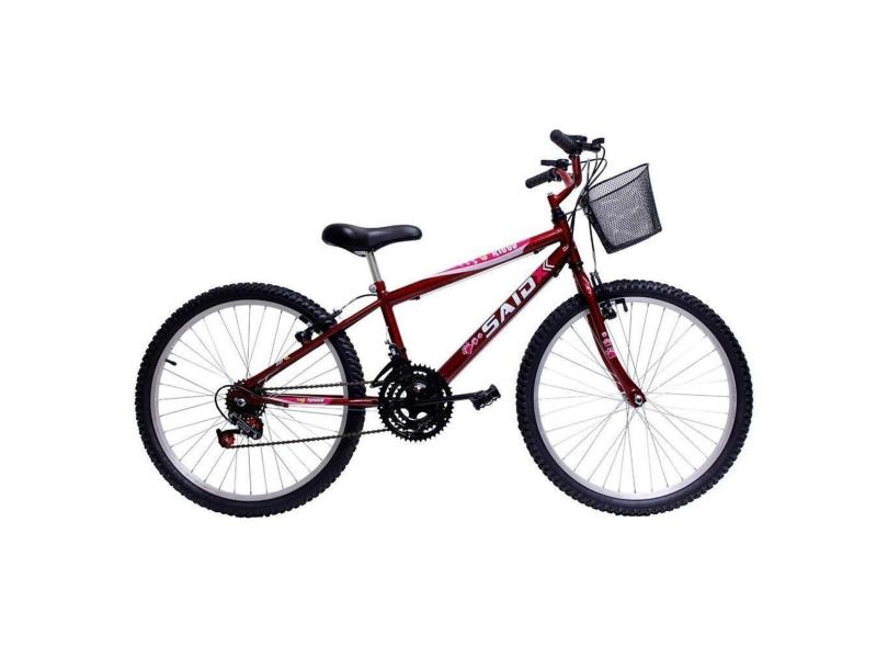 Bicicleta Aro 24 Feminina 18 Marchas Kitty com Cesta Saidx-Feminino