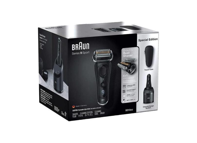 Barbeador Braun S9 Sport Com Cartucho Limpeza E Estojo