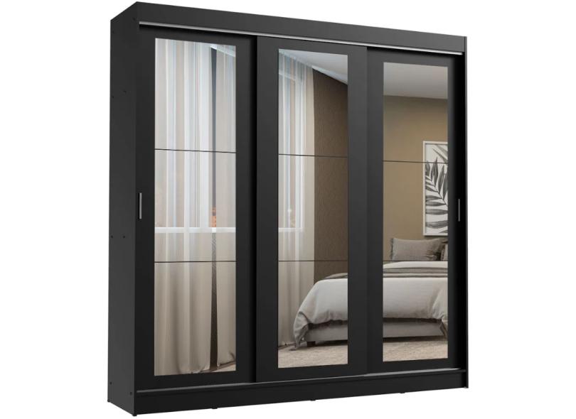 Guarda-Roupa Casal 3 Portas 3 Gavetas com Espelho Kansas 3E Madesa