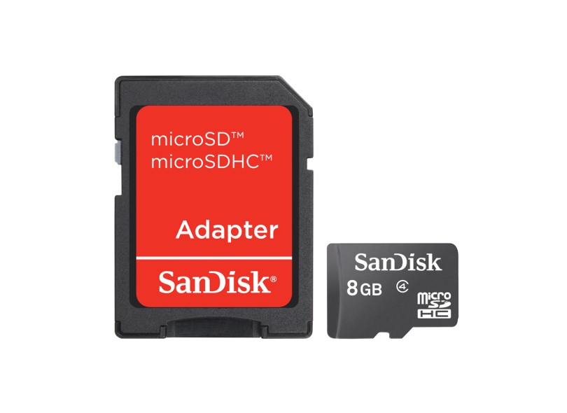 Cartão de Memória Micro SDHC com Adaptador SanDisk 8 GB SDSDQM-008G