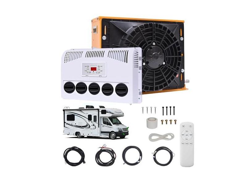 Ar condicionado RV 12 V/24 V, kit de ar condicionado de estacionamento dividido de 850 W, volume de ar de 450 m³/H, silencioso - resfriamento rápido, para caminhões semirreboque, ônibus, trailers,