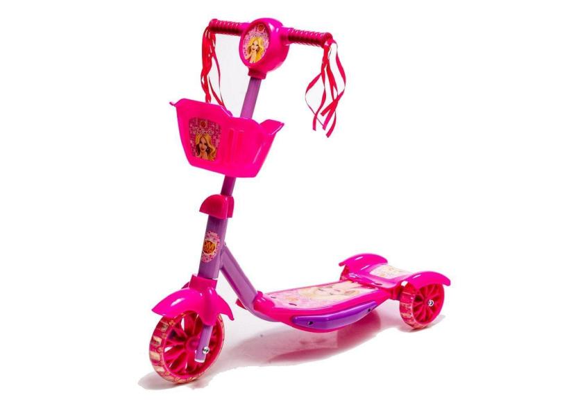 Patinete Infantil Musical Princesa 3 Rodas Luzes E Cestinha