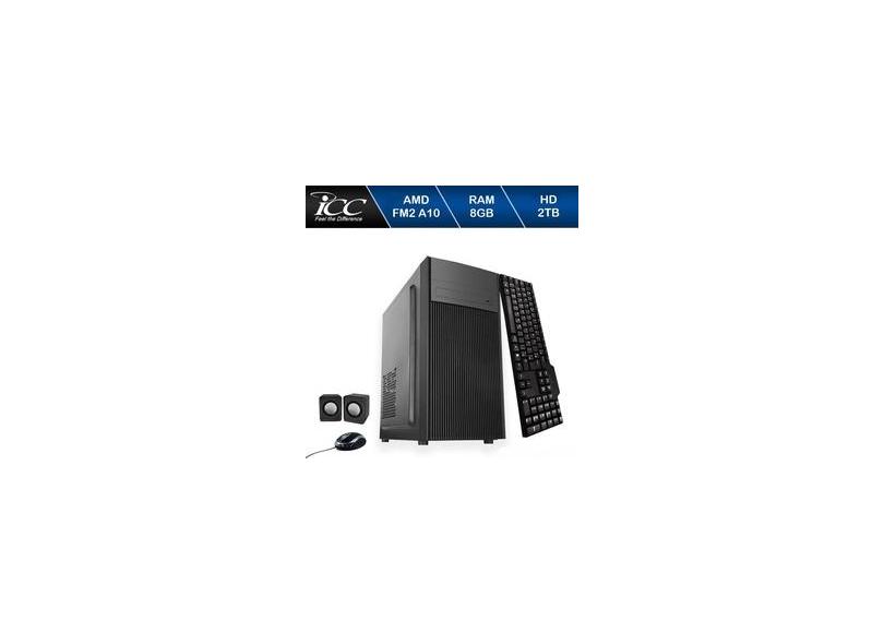 Computador Icc Processador Amd Fm2 A10 8gb de Ram Hd 2 Tb Kit Multimídia Windows 10 Dvdrw