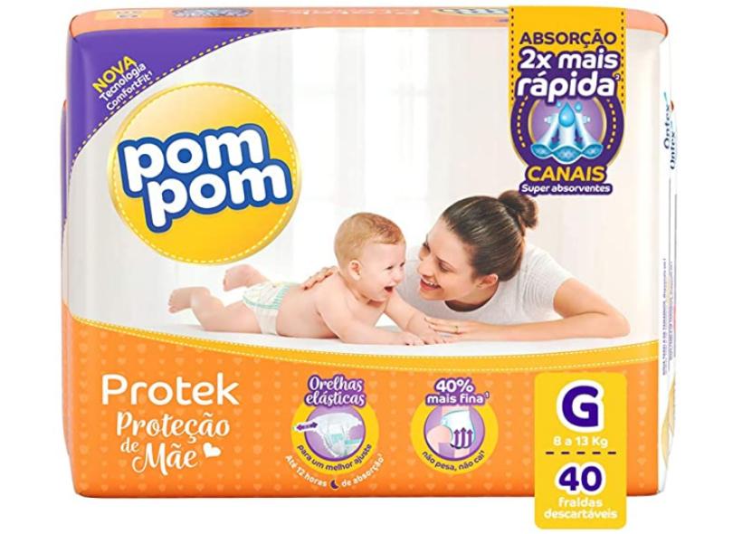 Fralda Pom Pom Proteck Proteção de Mãe G 40 Und 8 - 13kg