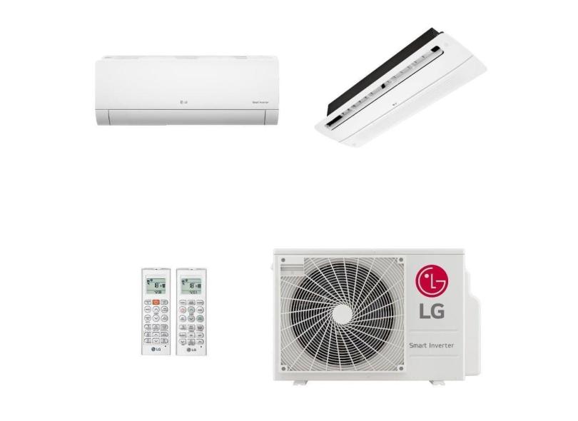 Ar-Condicionado Multi Split Inverter LG 21.000 (1x Evap HW 7.000 + 1x Evap Cassete 1 Via 18.000) Quente/Frio 220V