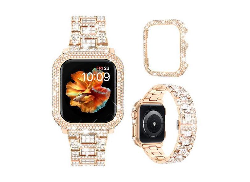 Watch Band + Case, compatível com Mosonio, Apple, 40 mm, ouro rosa