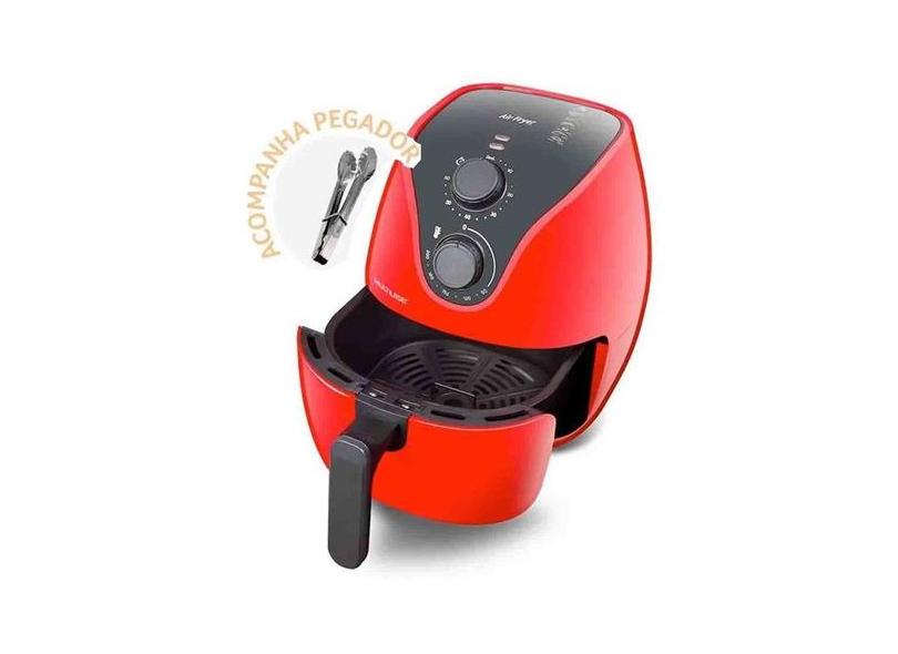 Fritadeira Multilaser 1500w 4litros 220v Vermelha Air Fryers Cor Vermelho Frequência 60hz air fryer 4 litros, assa, frita, pão de quijo, bolo