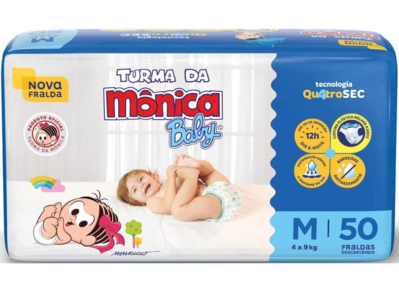 Fralda Turma da Mônica Baby Quatrosec M 50 Und 4 - 9kg