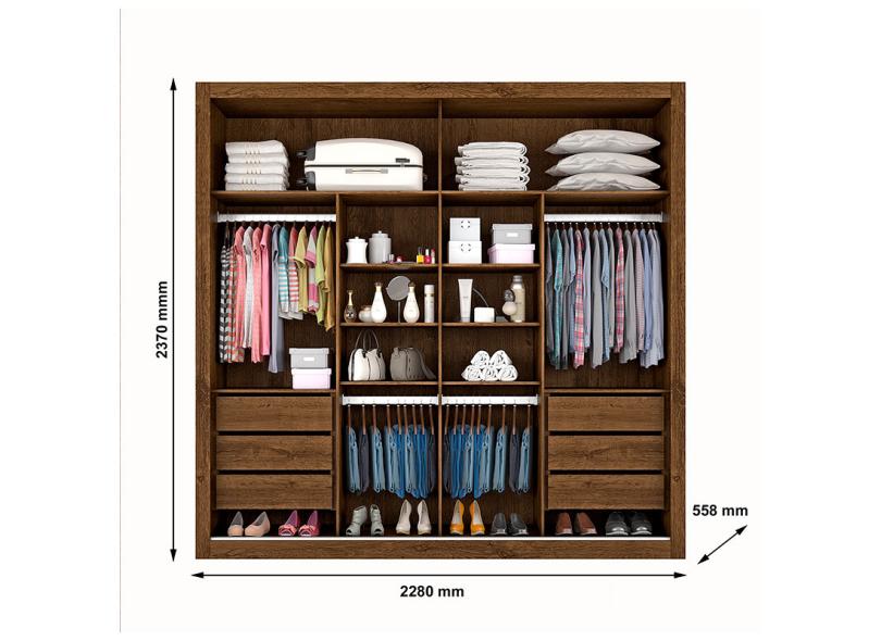 Guarda-Roupa Casal 2 Portas 6 Gavetas Sevilha Made Marcs