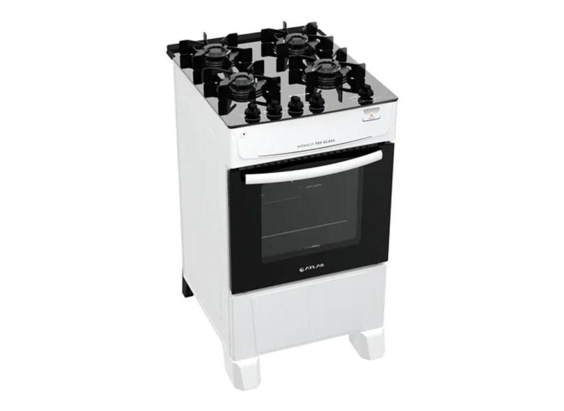 Fogão Atlas Top Glass 4 Queimadores - Forno Com Amplo Visor
