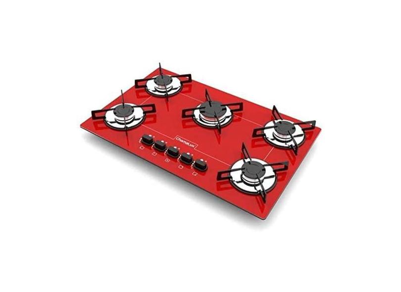 Fogão Cooktop 5 Bocas Chamalux Ultra  Chama Premium Bivolt, Vermelho, 