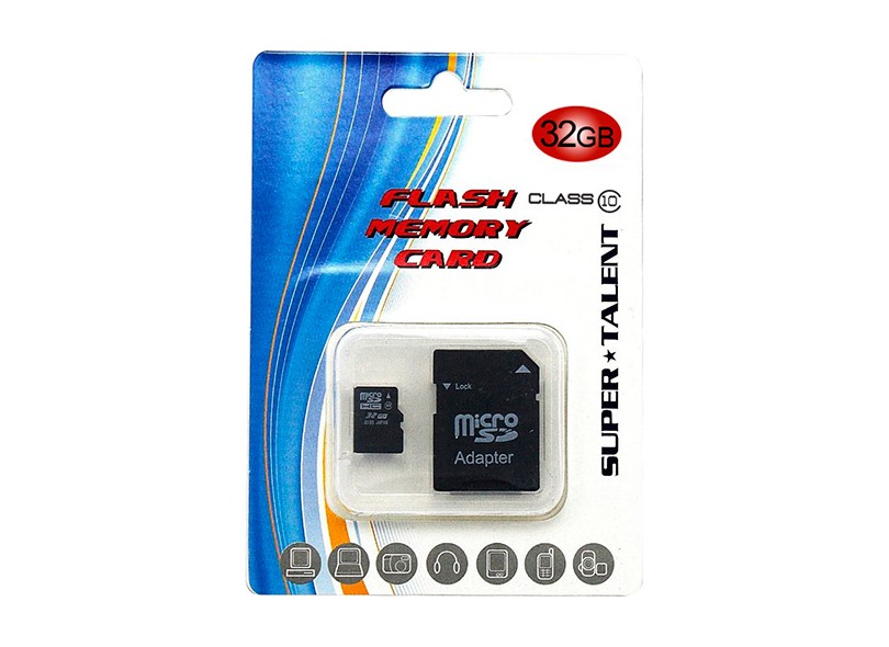 Cartão de Memória Micro SDHC com Adaptador Super Talent 32 GB MSD 32G