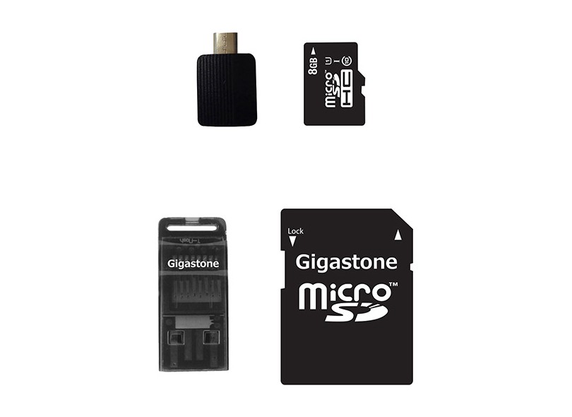 Cartão de Memória Micro SDHC com Adaptador Gigastone 8 GB GS-4IN1C1008G-R