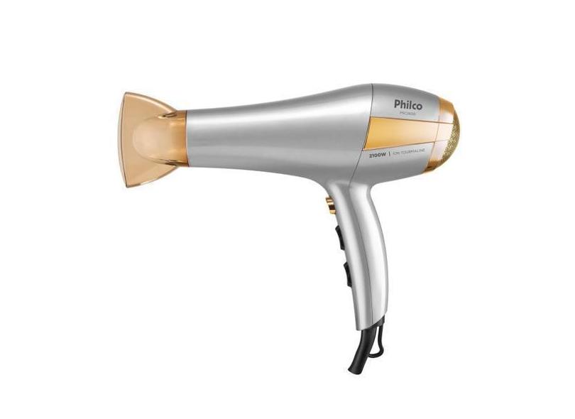 Secador de Cabelos Philco PSC2600 Íons Tourmaline 2100W, Prata e Doura