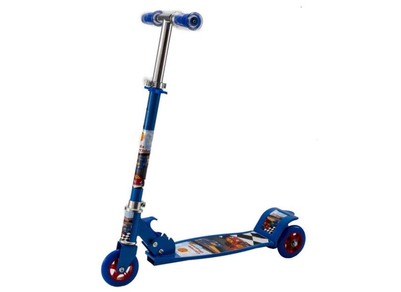 Patinete Ferro Azul Dobrável Ajustável 75 cm Suporta 50 kg