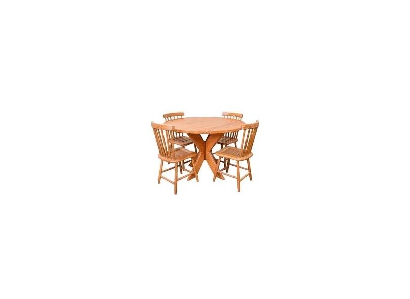 Conjunto Mesa Jantar Redonda 1,20m 4 Cadeiras Country Madeira