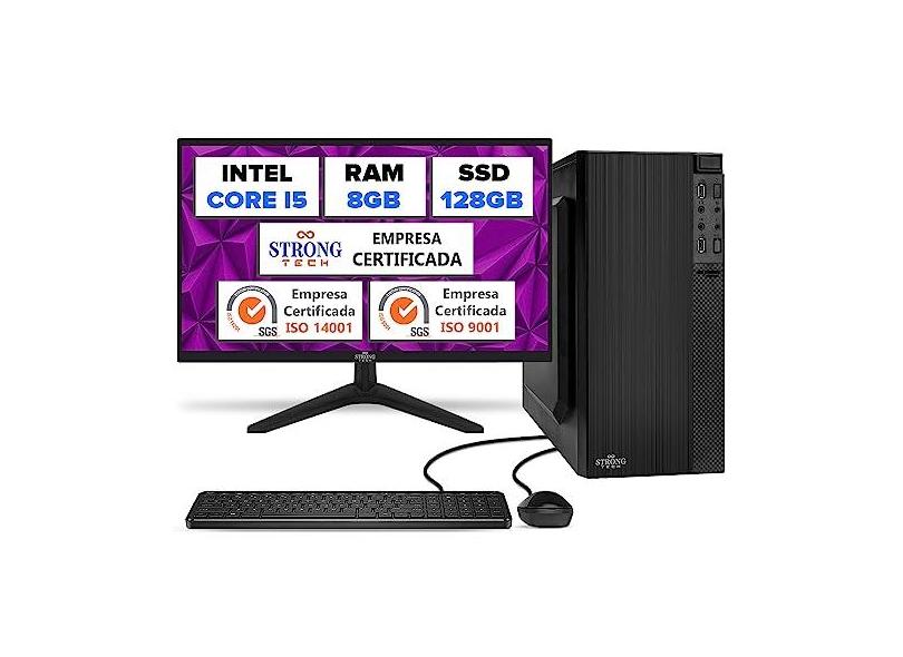Computador Completo Pc Cpu Intel Core i5 8GB SSD 128GB Monitor 17 Hdmi Strong Tech