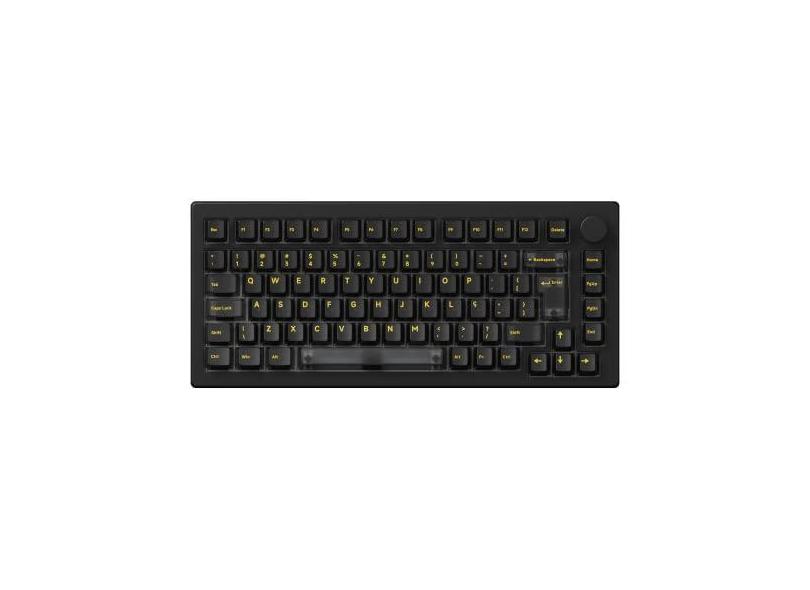 Teclado mecânico Akko ABNT2 5075 Clear Black com switch V3 Cream Black