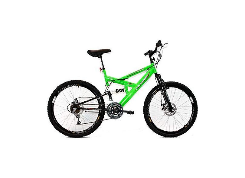 Bicicleta Aro 26 MTB 18V Full Suspention Duplo Freio a Disco Max 260 Verde