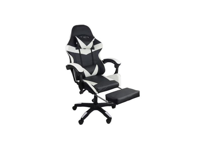 Cadeira Gamer Stillus Ergonômica Com Apoio Para Os Pés - Preta/Branca