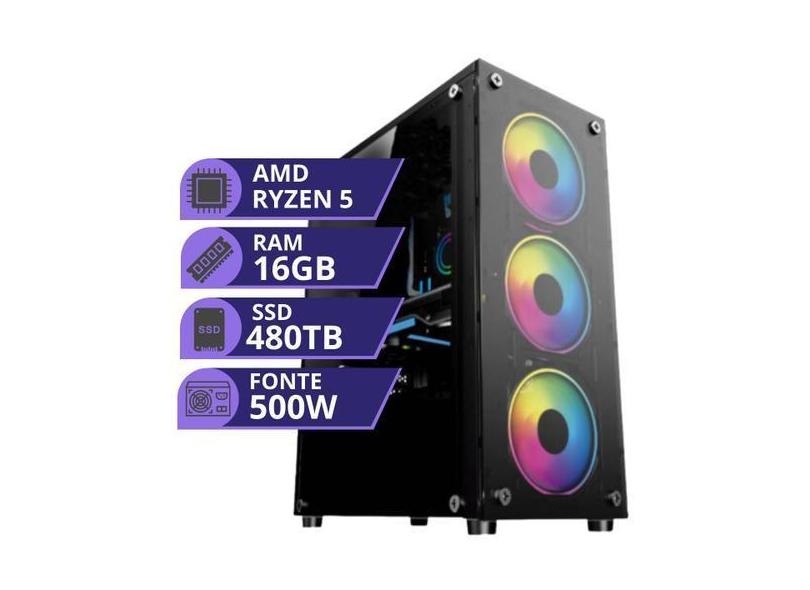 Pc Computador Gamer Processador Amd Ryzen 5 Memória 16gb SSD 480gb Pla