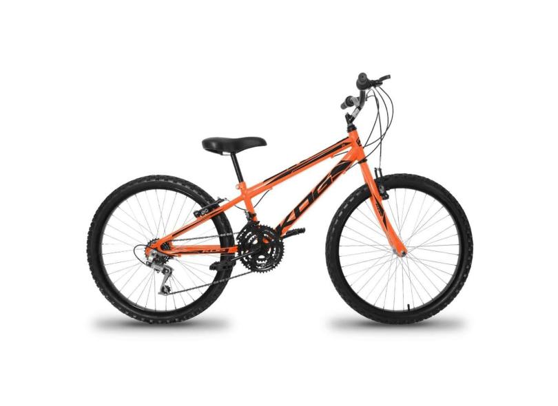 Bicicleta Aro 24 Infantil Infantil KOG Masculina 18 Velocidades 3x6 Marcha Para Meninos Laranja Preto