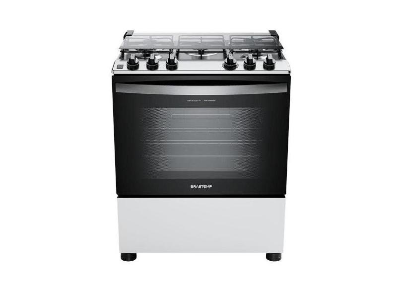 Fogão Brastemp 5 Bocas com Mesa de Inox Automático Bivolt Branco - WHI