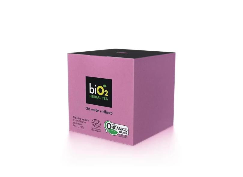 Chá Verde e Hibisco Orgânico biO2 Herbal Tea Caixa 13 Sachês