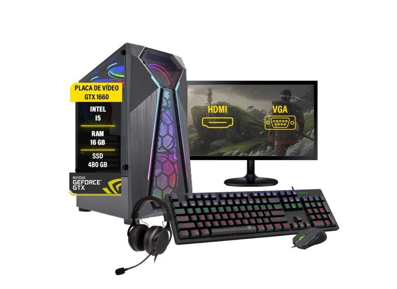 Pc gamer completo I5 gtx 1660 ssd 480GB 16GB + monitor 24PL