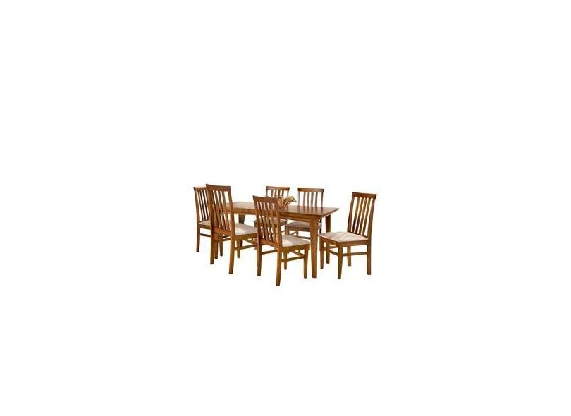 Conjunto De Mesa Madeira Maciça Com 6 Cadeiras União - Mel