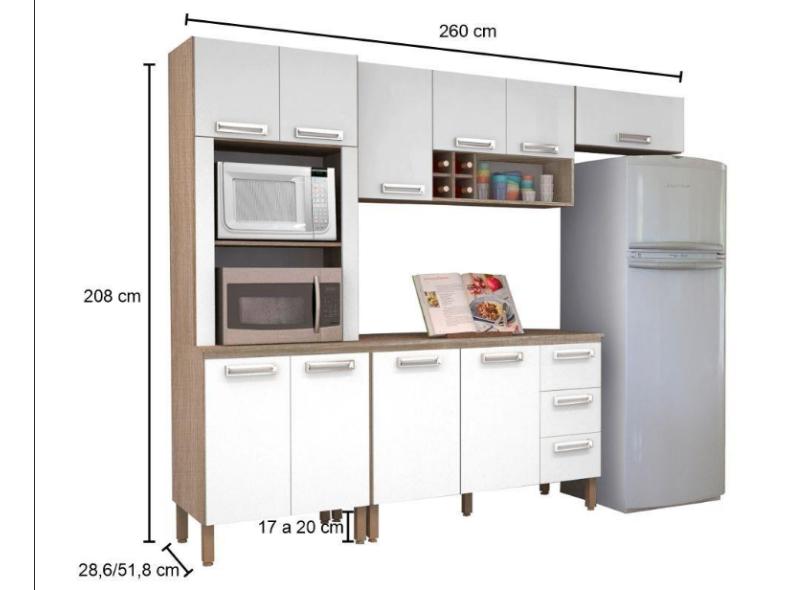 Cozinha Compacta 3 Gavetas 10 Portas para Micro-ondas / Forno Ametista Kits Paraná