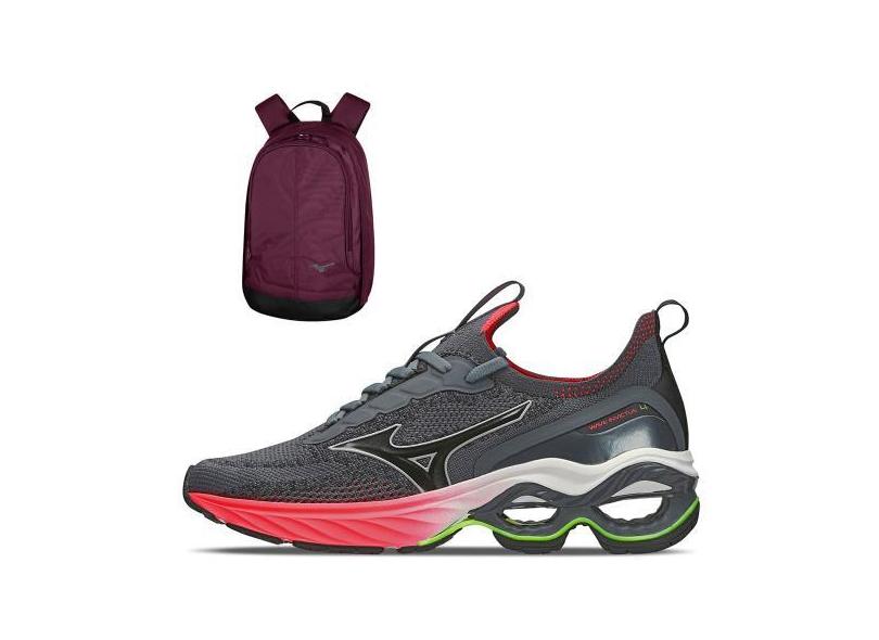 Kit 1 Tênis Mizuno Wave Invictus 4 E 1 Mochila Fun New