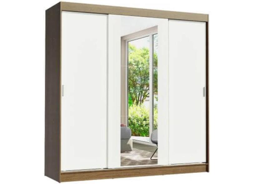 Guarda-Roupa Casal 3 Portas 4 Gavetas com Espelho Reno Madesa
