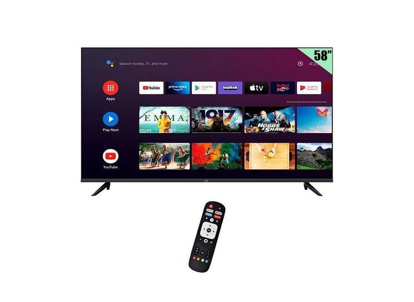 Smart TV LED 58" Mtek MK58FSAU 4K Ultra HD Android TV Wi-Fi e com Conv