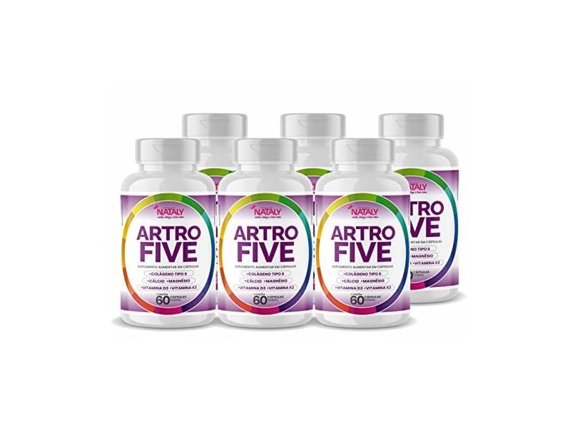 Kit Com 6 Artrofive Colágeno Tipo 2 Magnésio E Vitaminas 60 Capsulas De 500mg Nataly Em