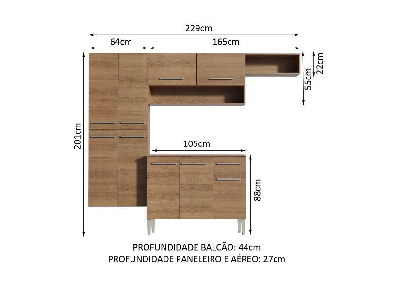 Cozinha Completa 1 Gaveta 9 Portas Emilly Fit Madesa