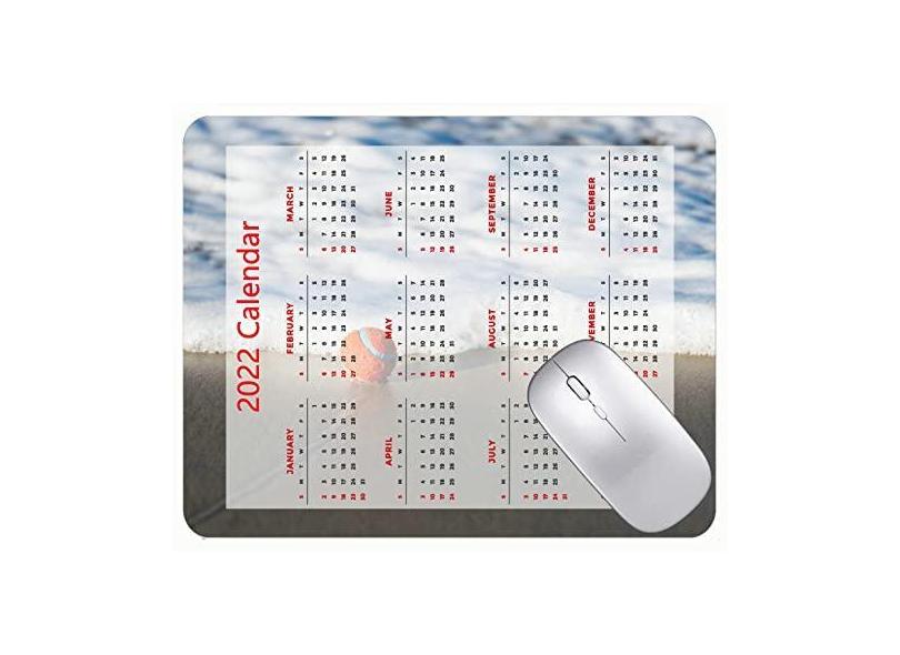 Mouse pad para jogos com calendário 2022, mouse pad com bola de praia, mar e espuma